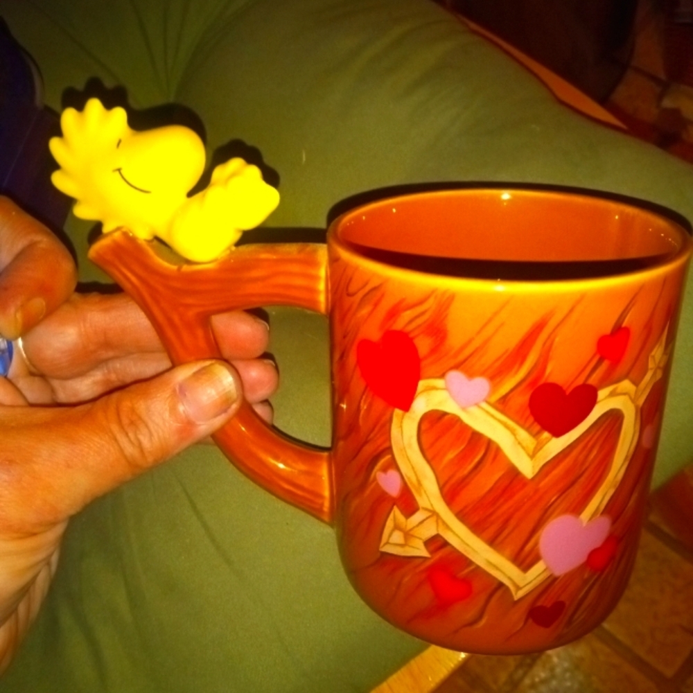 Woodstock Tree Heart Mug Peanuts Teleflora Snoopy Valentine Vintage Love Coffee